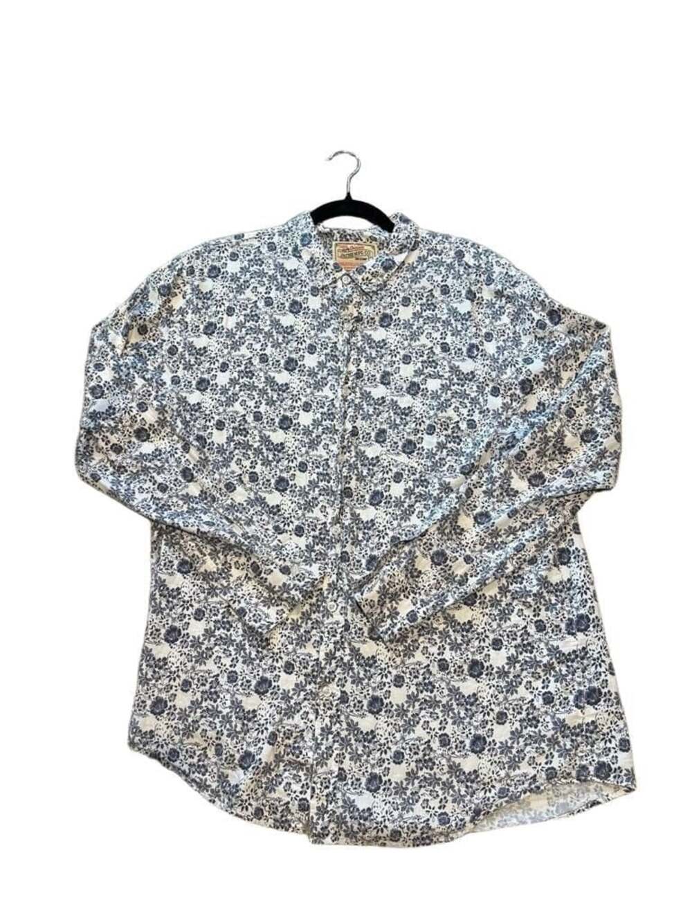 Jachs Mfg Co Blue And White Floral Long Sleeve Button Down Shirt XXL